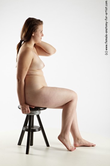 Nude Woman White Sitting poses - ALL Overweight long brown Sitting poses - simple Pinup