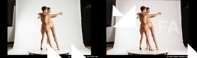 Nude Woman - Woman White Slim long blond 3D Stereoscopic poses Pinup