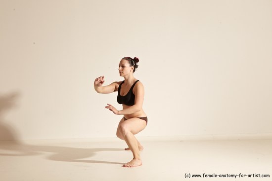 Underwear Martial art Woman White Moving poses Average long colored Dynamic poses Academic