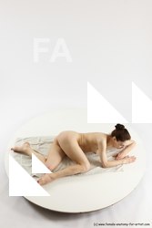 Nude Woman White Laying poses - ALL Slim Laying poses - on side long brown Multi angle poses Pinup
