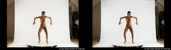 Nude Woman White Standing poses - ALL Slim long black Standing poses - simple 3D Stereoscopic poses Pinup