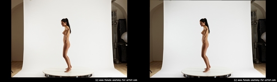 Nude Woman White Standing poses - ALL Slim long black Standing poses - simple 3D Stereoscopic poses Pinup