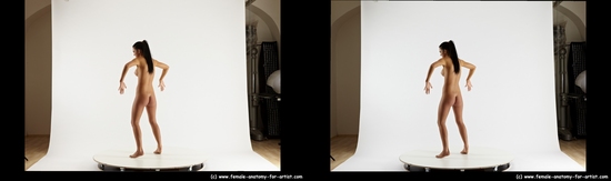 Nude Woman White Standing poses - ALL Slim long black Standing poses - simple 3D Stereoscopic poses Pinup