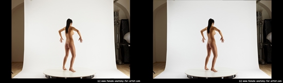 Nude Woman White Standing poses - ALL Slim long black Standing poses - simple 3D Stereoscopic poses Pinup