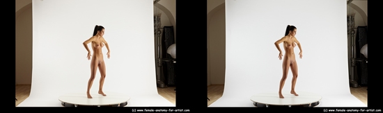 Nude Woman White Standing poses - ALL Slim long black Standing poses - simple 3D Stereoscopic poses Pinup