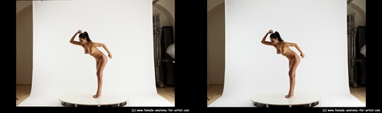 Nude Woman White Standing poses - ALL Slim long black Standing poses - simple 3D Stereoscopic poses Pinup