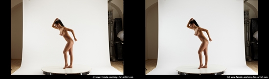 Nude Woman White Standing poses - ALL Slim long black Standing poses - simple 3D Stereoscopic poses Pinup