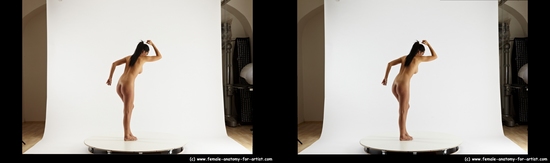 Nude Woman White Standing poses - ALL Slim long black Standing poses - simple 3D Stereoscopic poses Pinup