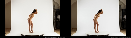 Nude Woman White Standing poses - ALL Slim long black Standing poses - simple 3D Stereoscopic poses Pinup