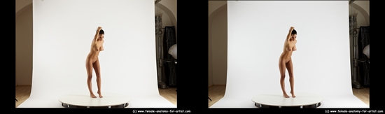 Nude Woman White Standing poses - ALL Slim long black Standing poses - simple 3D Stereoscopic poses Pinup