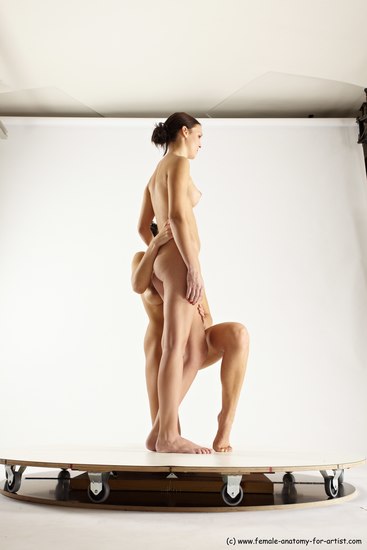 Nude Woman - Woman White Standing poses - ALL Slim long brown Standing poses - simple Multi angle poses Pinup
