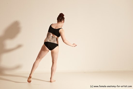 Underwear Martial art Woman White Moving poses Slim medium brown Dynamic poses Academic