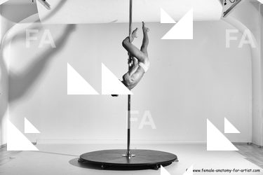 Nude Gymnastic poses Woman White Slim long brown Dancing Dynamic poses Pinup