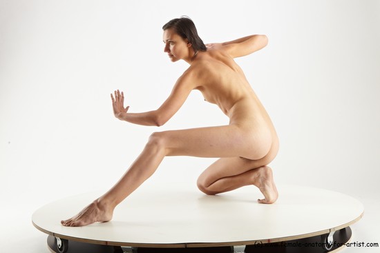 Nude Woman White Sitting poses - ALL Slim short brown Sitting poses - on knees Pinup