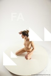 Nude Woman White Kneeling poses - ALL Slim Kneeling poses - on one knee long blond Multi angle poses Pinup