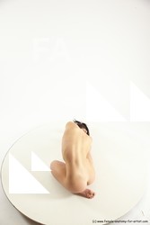 Nude Gymnastic poses Woman White Sitting poses - ALL Slim long black Multi angle poses Pinup