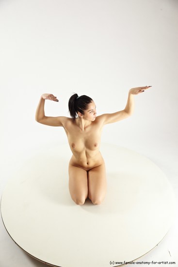 Nude Woman White Sitting poses - ALL Slim long black Sitting poses - on knees Multi angle poses Pinup