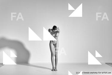 Nude Yoga poses Woman White Moving poses Slim long brown Dynamic poses Pinup