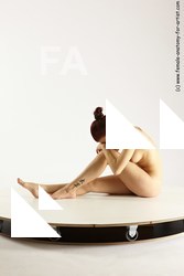 Nude Woman White Sitting poses - ALL Slim long colored Sitting poses - simple Multi angle poses Pinup