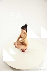 Nude Woman White Standing poses - ALL Slim Standing poses - knee-bend long brown Multi angle poses Pinup