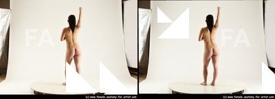 Nude Woman Asian Standing poses - ALL Slim long black Standing poses - simple 3D Stereoscopic poses Pinup