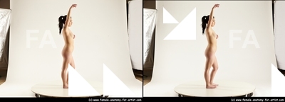 Nude Woman Asian Standing poses - ALL Slim long black Standing poses - simple 3D Stereoscopic poses Pinup