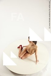 Nude Woman White Sitting poses - ALL Slim long brown Sitting poses - simple Multi angle poses Pinup