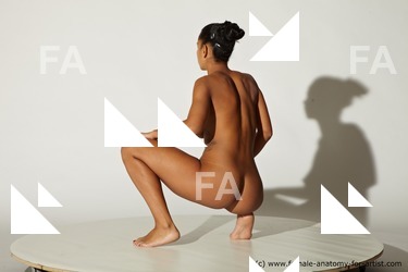 Nude Woman Multiracial Kneeling poses - ALL Slim long black Pinup