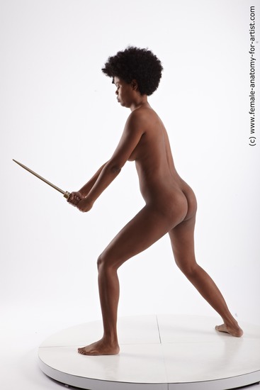 Nude Woman Black Slim medium black Fighting Pinup