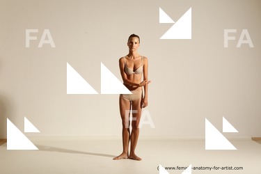 Underwear Gymnastic poses Woman White Moving poses Slim long blond Dynamic poses Academic