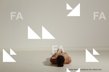 Nude Gymnastic poses Woman White Laying poses - ALL Athletic Laying poses - on back long brown Dynamic poses Pinup