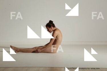 Nude Woman White Laying poses - ALL Athletic Laying poses - on back long brown Dynamic poses Pinup