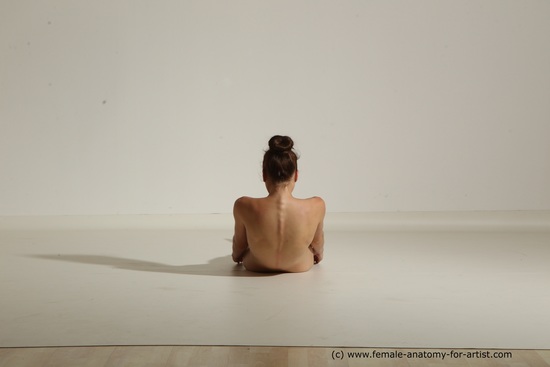 Nude Woman White Laying poses - ALL Athletic Laying poses - on back long brown Dynamic poses Pinup