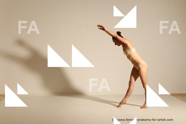 Underwear Gymnastic poses Woman White Slim long brown Multi angle poses Academic