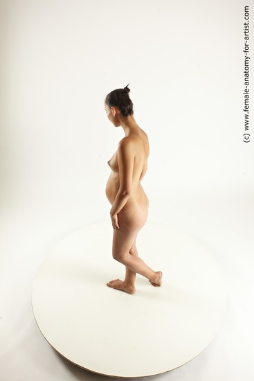 Nude Woman White Pregnant medium brown Pinup