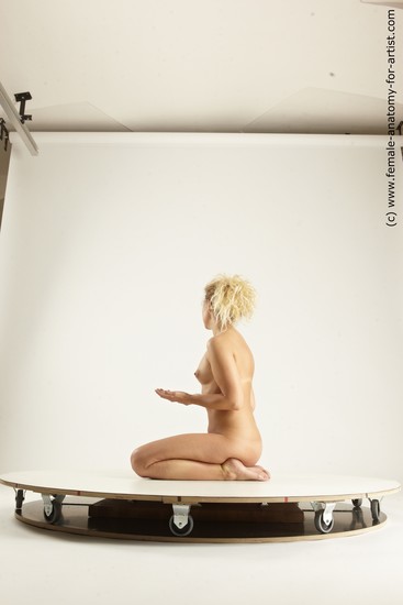 Nude Woman White Kneeling poses - ALL Slim long blond Multi angle poses Pinup