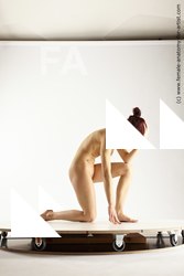 Nude Woman White Kneeling poses - ALL Slim Kneeling poses - on one knee long colored Multi angle poses Pinup