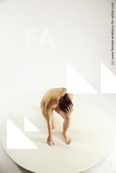 Nude Woman White Kneeling poses - ALL Slim Kneeling poses - on one knee long colored Multi angle poses Pinup