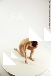 Nude Woman White Kneeling poses - ALL Slim Kneeling poses - on one knee long colored Multi angle poses Pinup