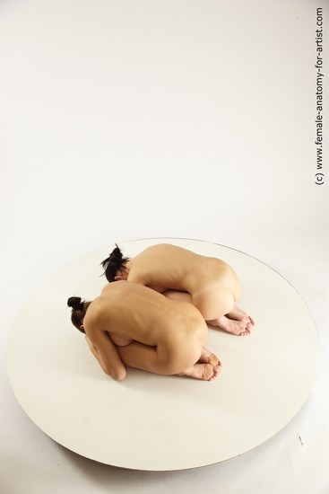 Nude Woman - Woman White Slim long brown Multi angle poses Pinup