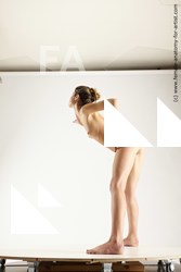 Nude Woman White Slim long blond Multi angle poses Pinup