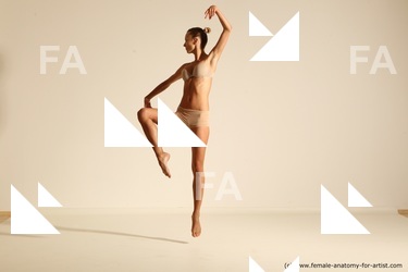 Underwear Gymnastic poses Woman White Moving poses Slim long blond Dynamic poses Academic