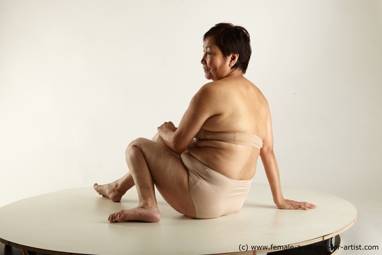 Underwear Woman Asian Sitting poses - ALL Overweight short black Sitting poses - simple Academic