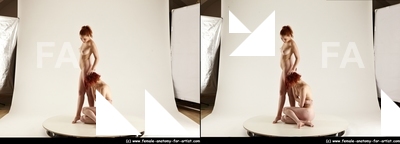 Nude Woman - Woman White Slim long red 3D Stereoscopic poses Pinup