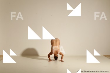 Underwear Gymnastic poses Woman White Slim long brown Multi angle poses Academic