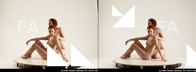 Nude Woman - Woman White Slim long red 3D Stereoscopic poses Pinup