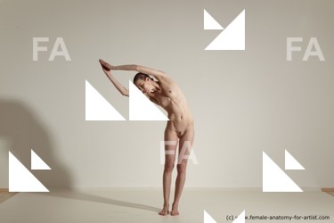 Nude Gymnastic poses Woman White Moving poses Athletic long brown Dynamic poses Pinup