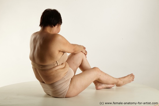 Underwear Woman Asian Sitting poses - ALL Overweight short black Academic
