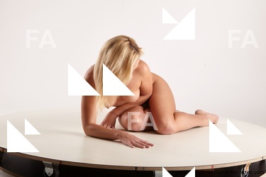 Nude Woman White Laying poses - ALL Slim Laying poses - on back long blond Standard Photoshoot Pinup