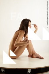 Nude Woman White Sitting poses - ALL Slim long brown Sitting poses - simple Standard Photoshoot Pinup